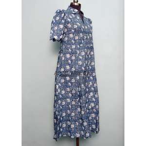 Vestido midi con estampado de leopardo 100% algodón para mujer, muy vendido, ecológico, lavable, transpirable, con estampado animal, cuello en V, largo. - Product Image 4