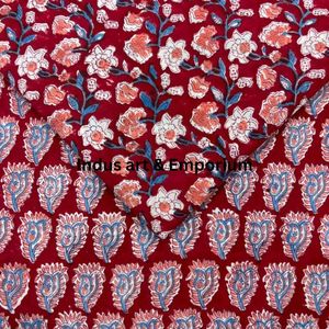 Tela de Algodón Cambray Estampada a Bloques 60x60, Tela de Algodón con Estampado Tradicional Jaipuri - Product Image 6