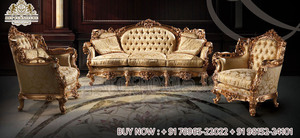 Baroque Style Hand Carved Living Room Furniture Handmade Wooden <b>7</b>-<b>Seater</b> <b>Sofa</b> Set for Home Luxurious Hand Carved Living Room - Product Image 3