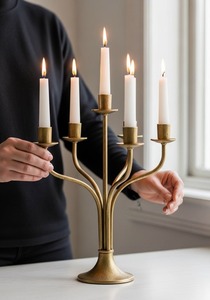 Brass Tapered <b>Candle</b> Holders <b>Set</b> of Three Decorative Home Decoration - Product Image 6