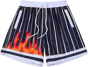 กางเกงบาสเก็ตบอลผ้าตาข่ายสำหรับผู้ชายขายส่งสำหรับฤดูร้อน แบบเรียบ สามารถสกรีนโลโก้ได้ เอวยางยืดพร้อมเชือกผูก กางเกงกีฬา - Product Image 4