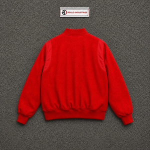 Chaqueta Varsity Roja Premium, Estilo Urbano de Invierno, Look Casual Moderno, Chaqueta de Manga Larga, Corte Holgado, Prenda de Otoño, Material Poliéster - Product Image 6