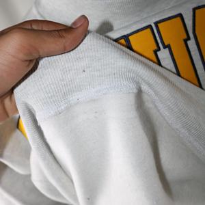 MICHIGAN ASH GREY <b>Mock</b> <b>Neck</b> Sweatshirt 100% Cotton YELLOW Applique Embroidery wide <b>neck</b> Sweatshirt Finer Threads - Product Image 5