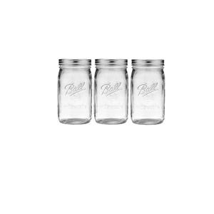 Ensemble de 2 pots en verre transparent avec couvercles et anneaux, utilisés pour la mise en conserve, la préparation de cornichons, les jus, les confitures, la gelée, taille quart (32 onces) - Product Image 2
