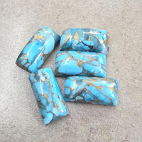 Cabochon de turquoise bleue naturelle, grand rectangle, dos plat, pierre précieuse calibrée, qualité AAA, certifiée par un tiers, différentes tailles