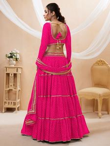ชุด lehenga choli เสื้อจอร์เจียแบบดั้งเดิมสีชมพู - Product Image 3