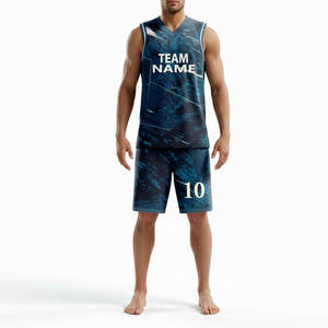 Tenues de basketball 100 % polyester en sergé, personnalisables avec appliqués imprimés, ensembles de vêtements d'équipe respirants, options grandes tailles, t-shirt - Product Image 1