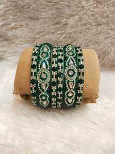 Luxury Embroidery Work Pearl Zinc Alloy Bangles for Women Handmade Designer Jewelry Wedding Festive Wear Gifting India - Product Image 6