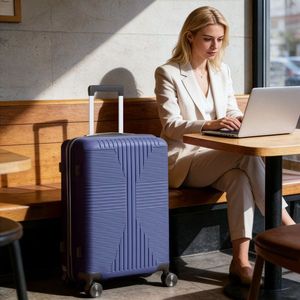 Navy Blue 24-Inch PP Trolley Case with Non-TSA Customs <b>Lock</b> Single <b>Suitcase</b> - Product Image 2