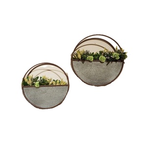 Ensemble de 3 jardinières murales rondes en métal moderne, en fer galvanisé, pour plantes succulentes et herbes, décoration intérieure et extérieure - Product Image 6
