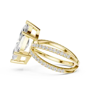 Bague de fiançailles en diamant de laboratoire taille marquise, or massif 18 carats, certifiée IGI, VVS E-F, à tige fendue, bijoux de luxe pour femme - Product Image 5