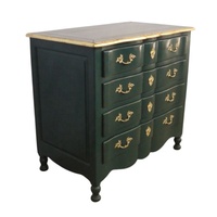 Commode peinte verte Antique avec dessus de couleur de tache de bois pour l'intérieur de meubles de chambre à coucher de Style français