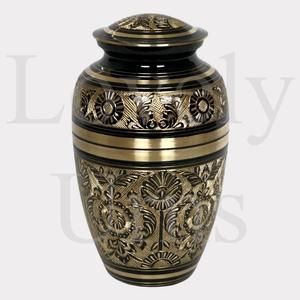 โกศบรรจุอัฐิทองเหลืองลายดอกไม้ ขนาดกลาง สำหรับผู้ใหญ่ ใช้เก็บอัฐิที่ระลึก ตกแต่งด้วยลายดอกไม้ - Product Image 2