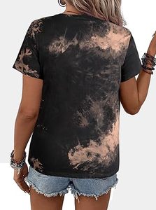 Camisetas para mujer, camisetas tie-dye lavadas, transpirables, diseño personalizado, estilo urbano, camisetas teñidas por inmersión, precio al por mayor. - Product Image 4