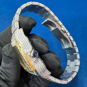 Montre automatique BOJ CATie.R001 bicolore avec diamants VVS, verre luxueux, alliage d'acier inoxydable, entièrement sertie de moissanite, mouvement automatique, 41 mm - Product Image 2