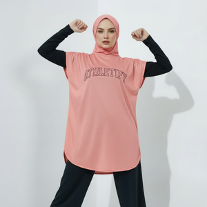 Vestido Deportivo Holgado y Modesto Islámico para Mujer, Túnica Larga con Hiyab, Transpirable, UPF50+, Personalizado para Gimnasio, Fitness y Yoga - Product Image 1