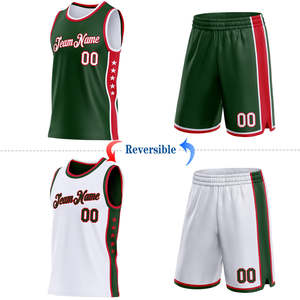 Ensemble de maillots de basket-ball réversibles personnalisés pour hommes, sublimation, maille respirante, bleu nuit, rouge, vert, uniforme d'équipe, équipement d'entraînement OEM - Product Image 1