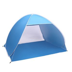 Tenda da Spiaggia Blu per 2-3 Persone, Riparo Solare Pop-Up con Ombrellone Automatico, Riparo da Spiaggia Impermeabile a Strato Singolo per Pesca - Product Image 6