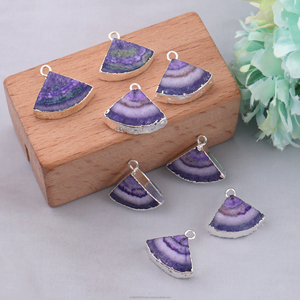 Charmes de quartz solaire violet lavande argent plaqué résultats de charme de pierres précieuses naturelles - Product Image 2