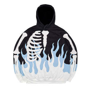 Sudadera con Capucha Extra Grande Personalizada Nesta Sports, 100% Algodón, con Parches Bordados de Calaveras en Llama, Gruesa, de Invierno, Estilo Vintage - Product Image 4