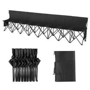 Panca Pieghevole Portatile per 8 Persone con Tasche Laterali, Seduta Leggera da Bordo Campo con Borsa per il Trasporto, Ideale per Campeggio - Product Image 2