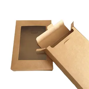 PVC 창을 가진 도매 주문 CMYK 인쇄 브라운 Kraft 종이 재상할 수 있는 마분지 선물 수송용 포장 상자