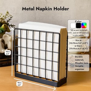 Stylish Metal Napkin Holder with Wooden Base – Modern Organizer for <b>Kitchen</b> and Dining Table Decor - Product Image 5