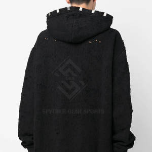 Sudadera con Capucha para Hombre, Estilo Informal, de Forro Polar, con Diseño Desgastado, para Invierno, Color Sólido Personalizado, Transpirable y Ecológica - Product Image 4