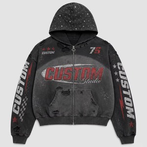 Sweat-shirt à capuche surdimensionné pour homme personnalisé, impression par sublimation, streetwear, design noir vieilli - Product Image 1