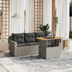 Set Divano da Giardino in Rattan Grigio Scuro 4 Posti Arredamento da Esterno Design Contemporaneo - Product Image 1