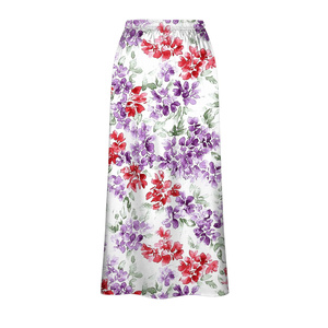 Jupe longue en satin à taille haute pour femme, imprimé floral, taille élastique, décontractée, toutes saisons, élégante, vente en gros, vêtements du Bangladesh - Product Image 5