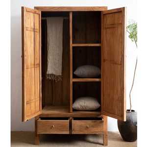 <b>Rustic</b> Brown 3 Doors Wooden <b>Wardrobe</b> With Metal Frame - Product Image 5