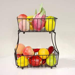 Panier à fruits et légumes en fer très apprécié et très populaire, multifonctionnel et offrant un grand espace de rangement pour les produits frais à la maison - Product Image 1