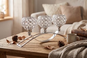 Candelabro de Metal de Lujo Personalizado con 3 Cabezas, Dorado y Plateado, para Velas de Té, Centro de Mesa para Bodas - Product Image 6