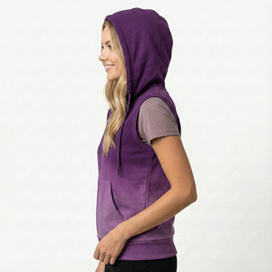 Colors Logo Women Sleeveless Hooded Zip Up Vest Cotton Blend Sportswear <b>Running</b> Regular Fit Wholesale Price <b>Hoodies</b> - Product Image 3