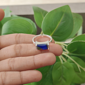 เครื่องประดับแฟชั่นคลาสสิก แหวนทองเหลืองชุบเงิน 18k ประดับด้วยพลอยธรรมชาติ ทองแดงและเทอร์ควอยซ์ แหวนปรับขนาดได้สำหรับผู้หญิง เครื่องประดับสวยหรูไม่ซ้ำใคร - Product Image 4