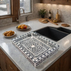 Bandeja Multiusos Moderna con Incrustaciones de Hueso, Hecha a Mano, Decorativa y de Primera Calidad para el Hogar, por Tradebyd - Product Image 3
