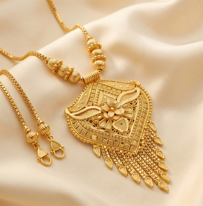 Divyoro - Juego de Joyas Étnicas Clásicas de Aleación de Cobre Chapado en Oro de 24K, Collar y Pendientes con Diseño de Borlas para Mujer, Estilo Orissa - Product Image 2