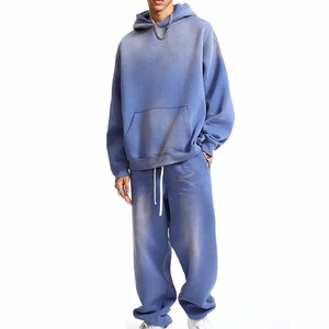 Men Acid Wash Fashion Tracksuit Gym Wear Jogging Suit Casual Sportswear Fitness Training Custom Logo Outfit Set - Product Image 1