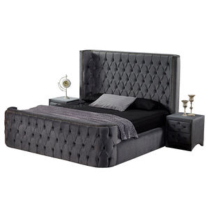 Cama de Hotel de Lujo Contemporánea con Cabecera Acolchada con Costuras Verticales y Base Tapizada para Hogar, Hotel y Villas - Product Image 4