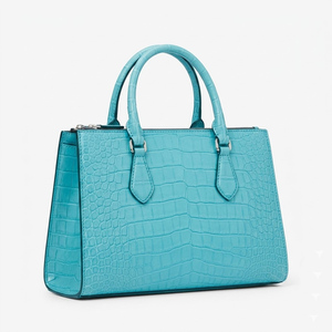 Sac à main de luxe en cuir véritable gaufré crocodile/alligator pour femme - Bandoulière amovible, portable, élégant pour le travail - Product Image 1