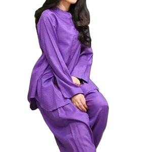 Salwar Kameez pour femmes personnalisable, style pakistanais et indien, design ethnique moderne, uni, violet, en viscose et soie, cousu, toutes saisons - Product Image 6