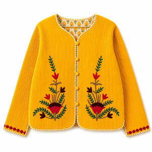 Chaqueta de Algodón Tejida a Mano al por Mayor |   Chaqueta Étnica Acolchada Estilo Boho para Mujer con Logotipo Frontal - Product Image 3