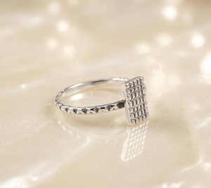 <b>925</b> Sterling <b>Silver</b> Geometric Grid <b>Ring</b> Minimalist Square Pattern <b>Ring</b> Handmade Modern Contemporary Grid Jewelry For Women - Product Image 5