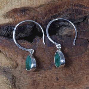 Pendientes de Plata de Ley 925 con Esmeralda en Forma de Gota, Joyería con Piedra de Nacimiento de Mayo, Regalo para Mujer, Boda, Exportación India - Product Image 3