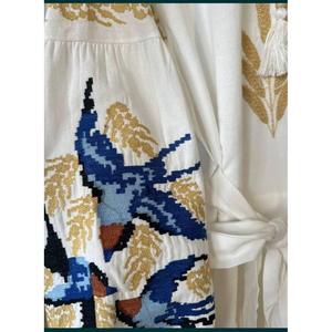Premium Embroidered Solid A-Line Natural Waist <b>White</b> Autumn Wedding Dress Women Casual Design 100% Cotton Eco-Friendly - Product Image 5