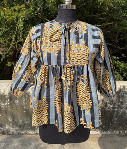 Robe tunique courte en coton imprimé à col rond pour femmes, robe d'été décontractée tendance - Product Image 3