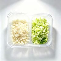Boîtes alimentaires jetables en plastique transparent à 2 compartiments avec couvercles à pression, contenants empilables divisés pour desserts et préparation de repas