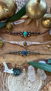 ชุดกำไลข้อมือหินธรรมชาติทำมือสไตล์โบโฮ พร้อมเชือกปรับขนาดได้ เครื่องประดับแฮนด์เมดขายส่ง - Product Image 2