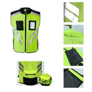 Class 2 Hi-Vis Reflective Safety Vest Fluorescent Waterproof Construction Workwear Multi-Pocket <b>ID</b> <b>Holder</b> Cargo Work Vest - Product Image 2